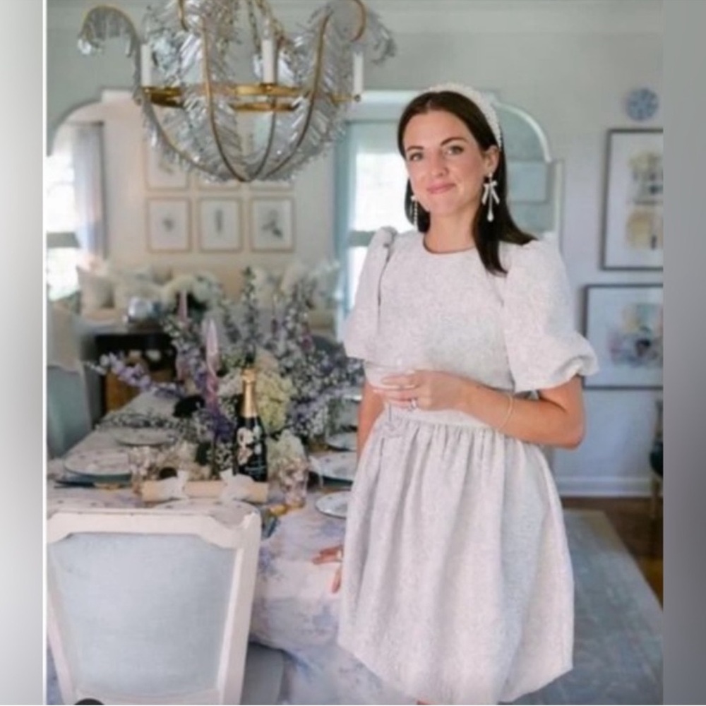 Antonio Melani x Nicola Bathie Light Silver Jacquard Bubble Dress